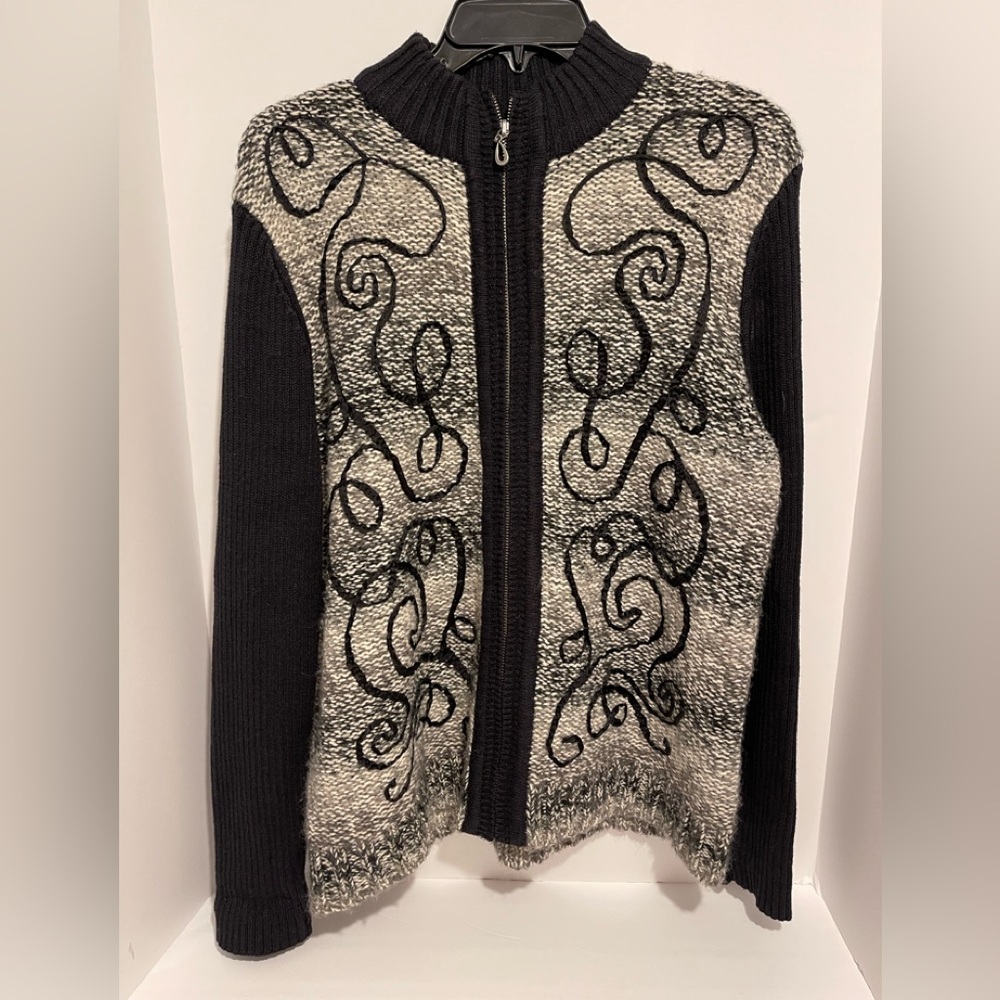 Breckenridge Wool Blend zip up sweater women’s size L Black/Gray Vintage
